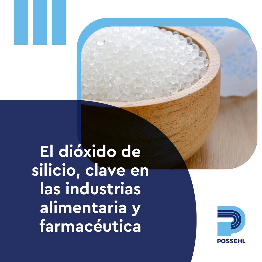 Dióxido de silicio de Possehl en una bandeja mostrando el producto es clave para la indistria de alimento y farmaceutica